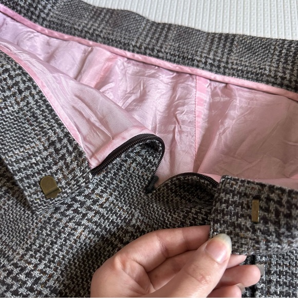 Vintage Juicy couture brown plaid tweed skirt with silk slip - Picture 4 of 5